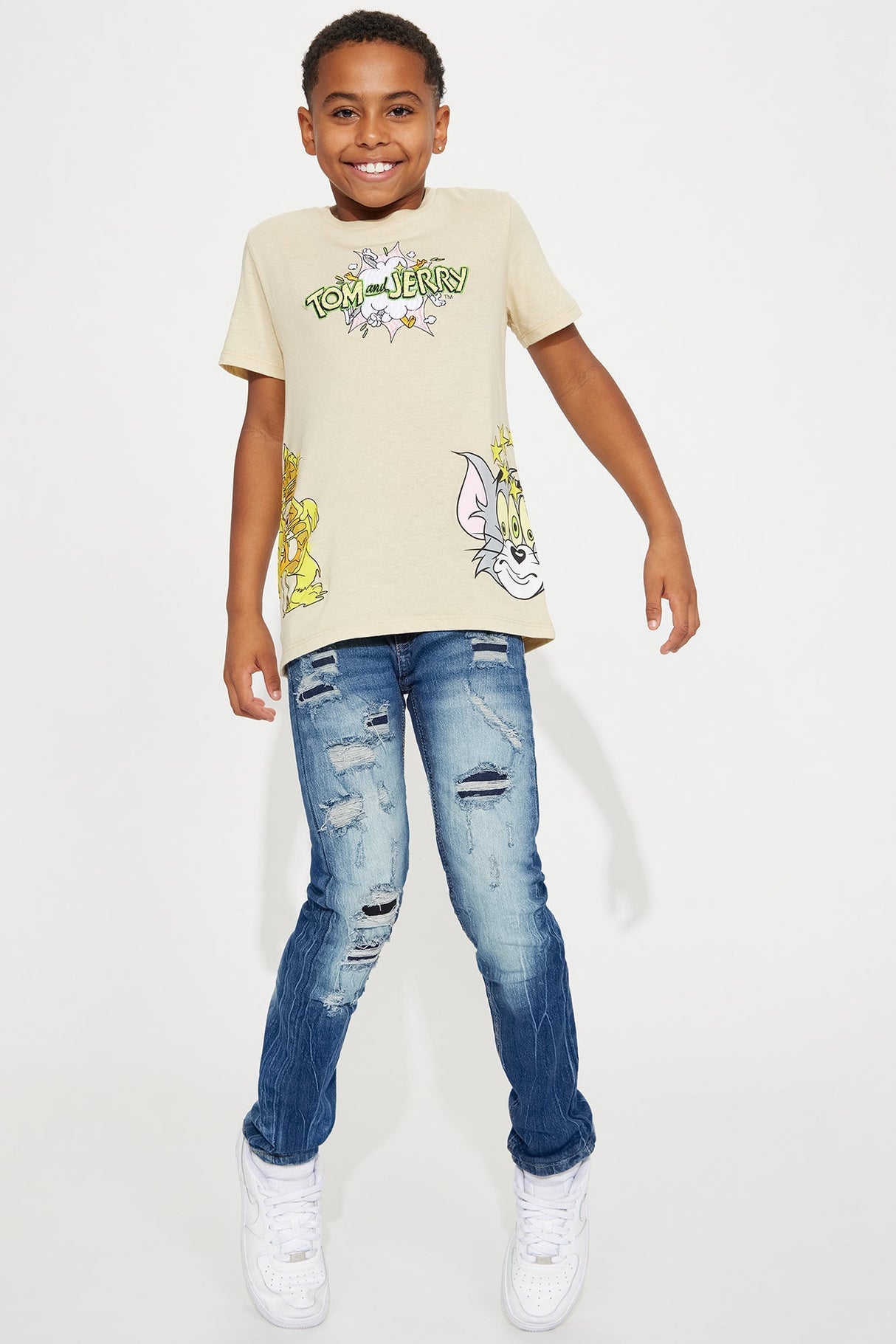 Mini Rip And Repair Stretch Boys Jeans II - Indigo