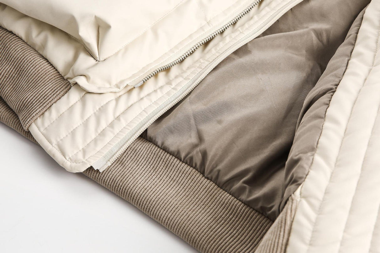 Unisex PU Stitching Cotton-Padded Jacket