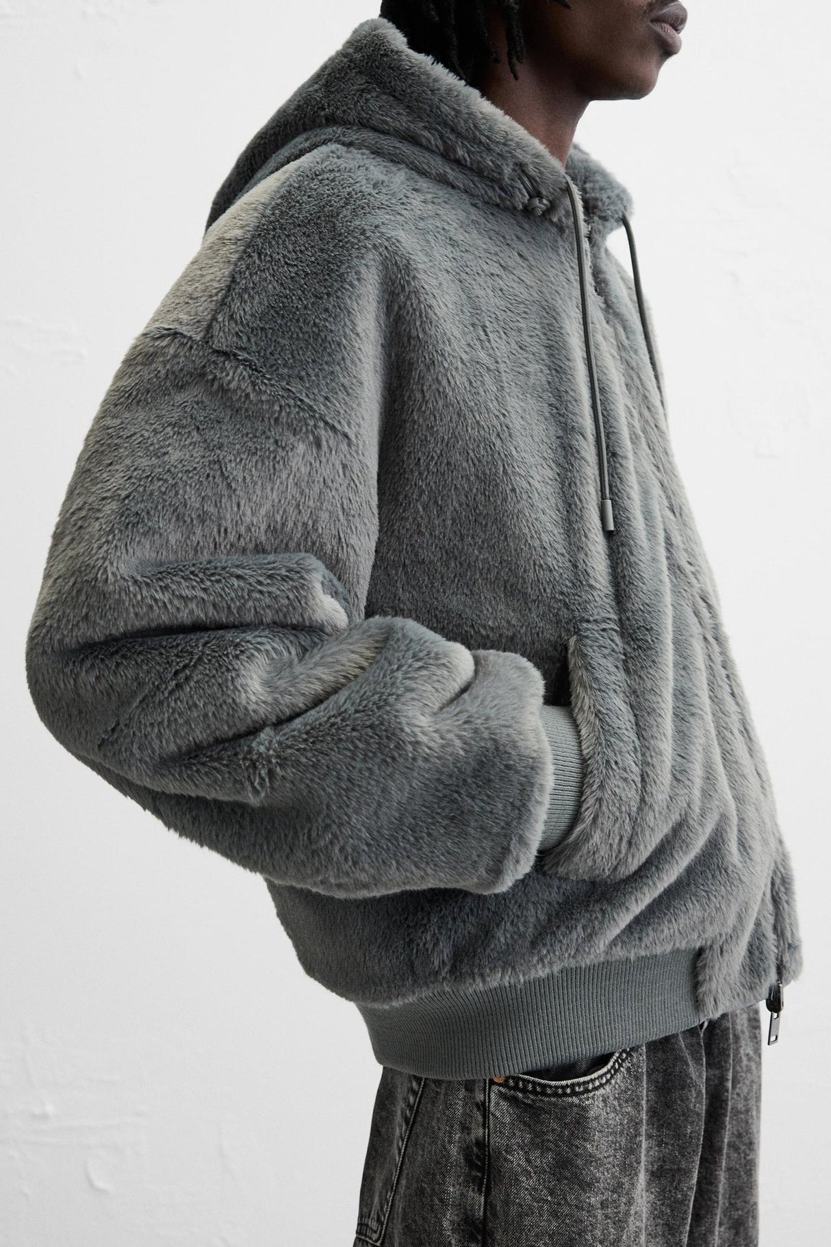 Men's Double-Sided Faux Leather Hooded Bomber Jacket