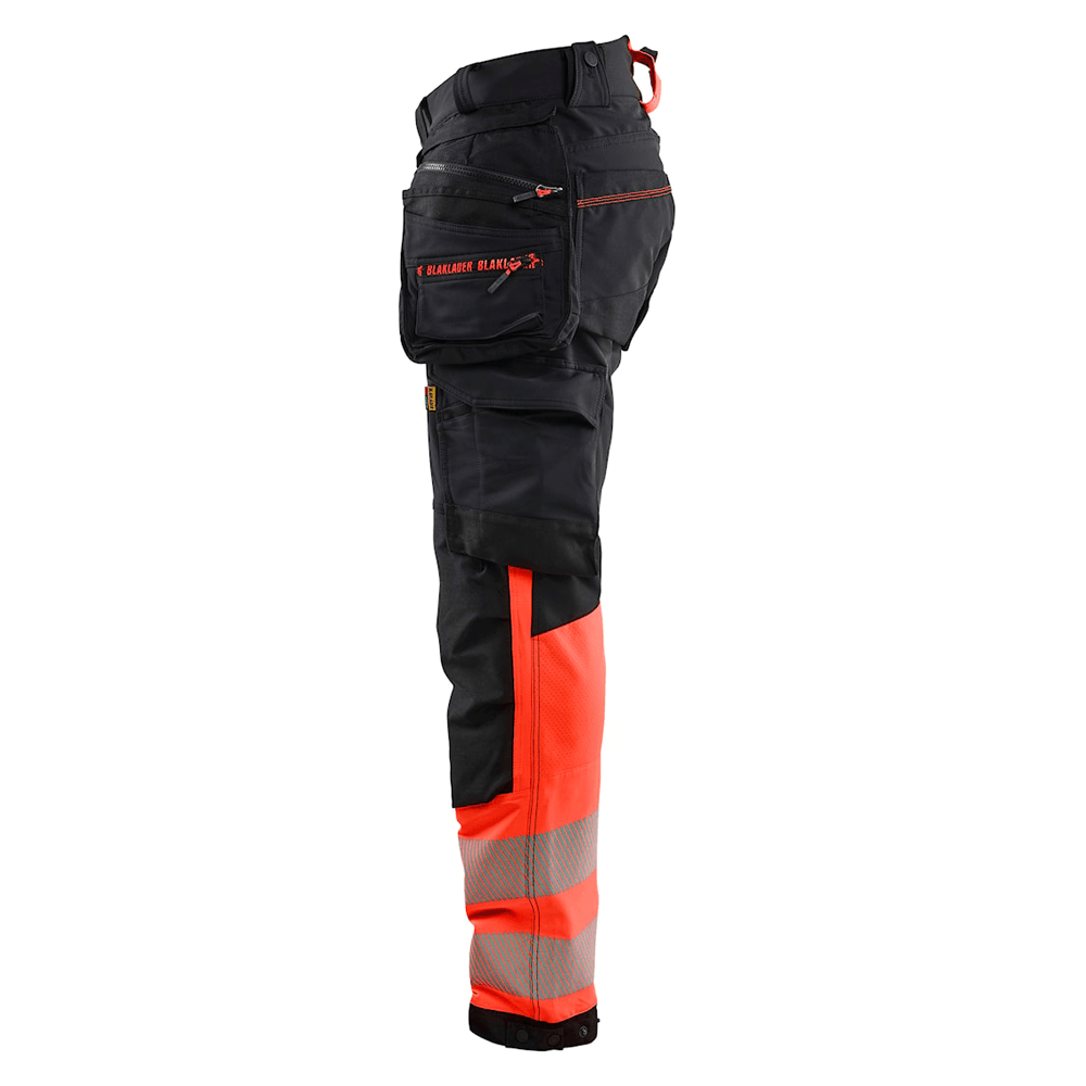 Blaklader 1125 Hi-Vis 4-Way Stretch Kneepad Trousers Black/Red