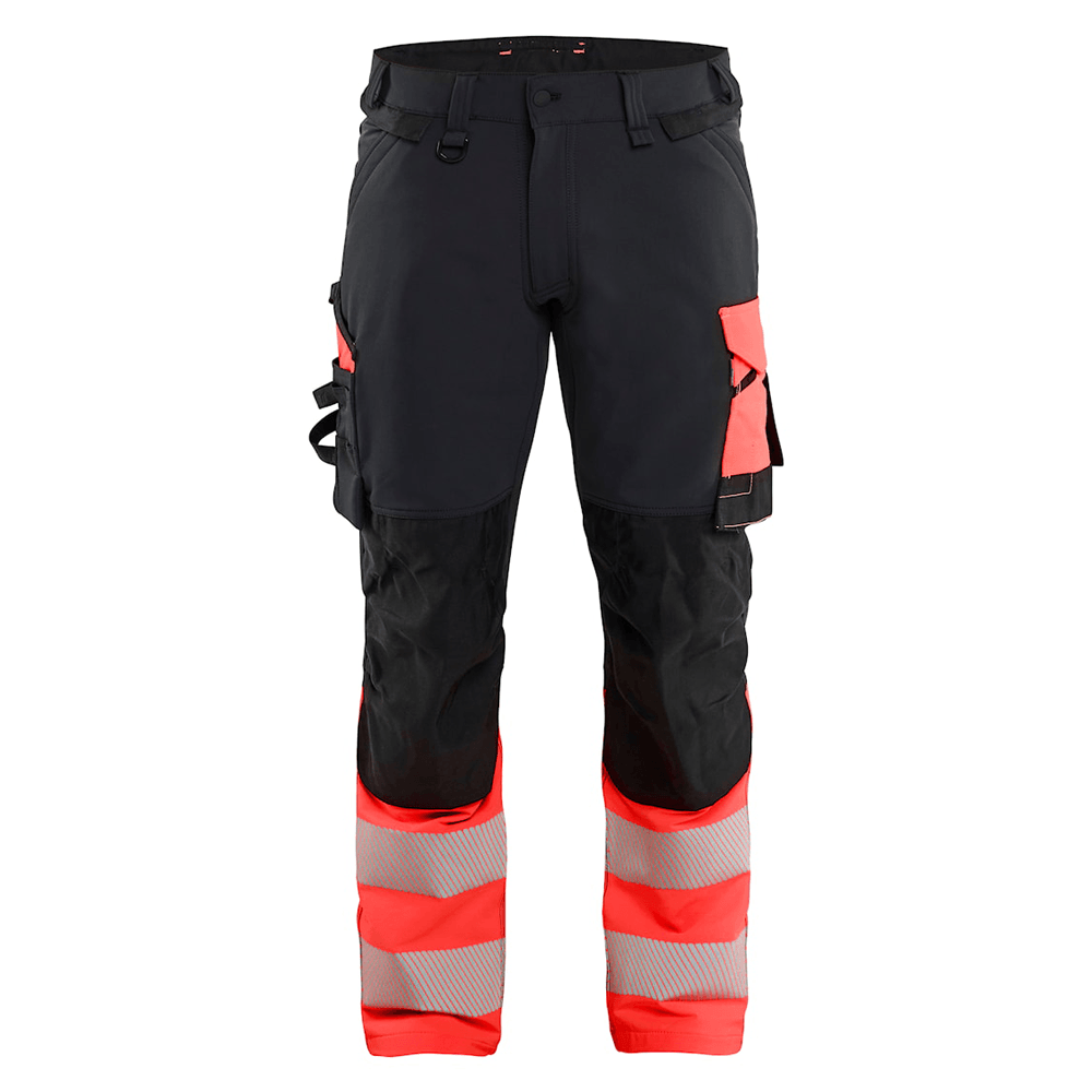 Blaklader 1126 Hi-Vis 4-Way Stretch Kneepad Trousers Black/Red