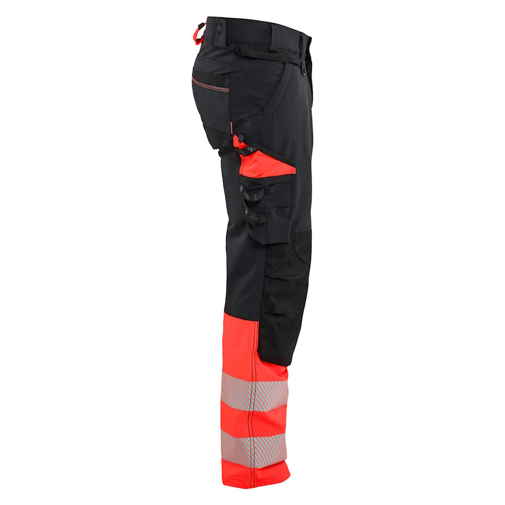 Blaklader 1126 Hi-Vis 4-Way Stretch Kneepad Trousers Black/Red