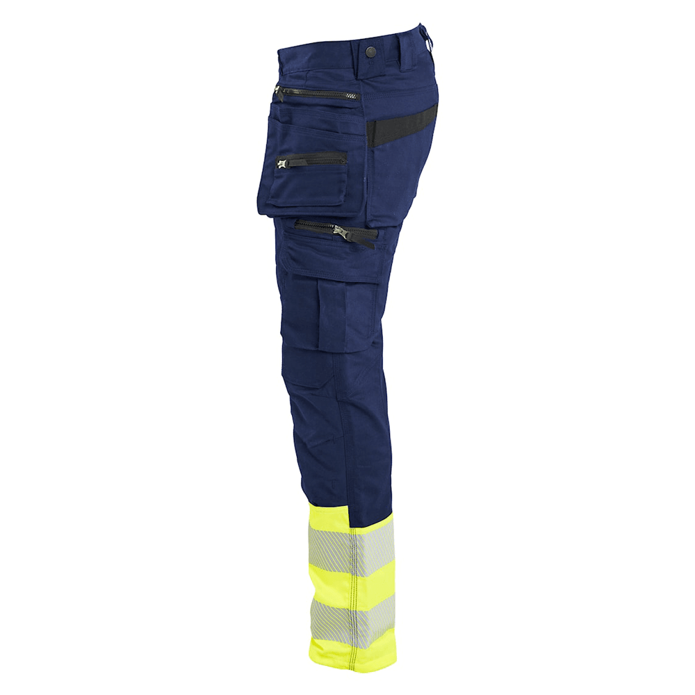 Blaklader 1130 Hi-Vis Stretch Kneepad Trousers Navy/Yellow