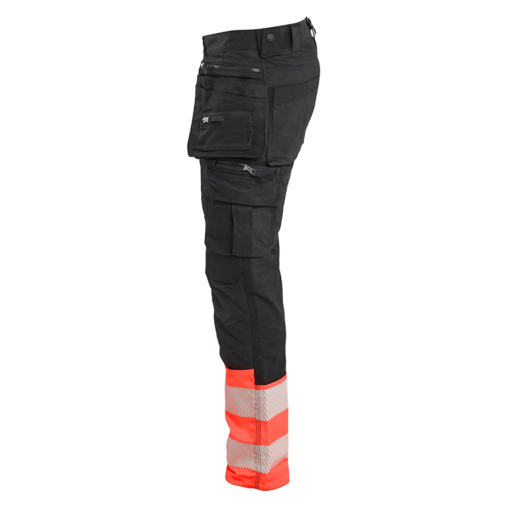 Blaklader 1130 Hi-Vis Stretch Kneepad Trousers Black/Red