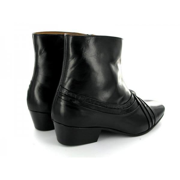 Montecatini ARTURO Mens Cuban Heel Reptile Leather Boots Black