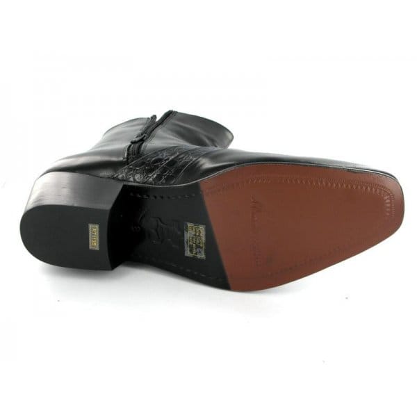 Montecatini ARTURO Mens Cuban Heel Reptile Leather Boots Black