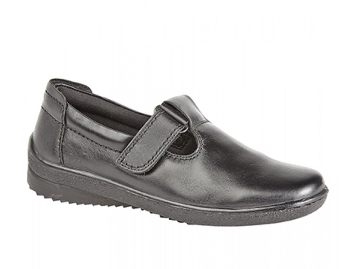 Mod Comfys LINA Womens T-Bar Touch Fasten Padded Shoes Black