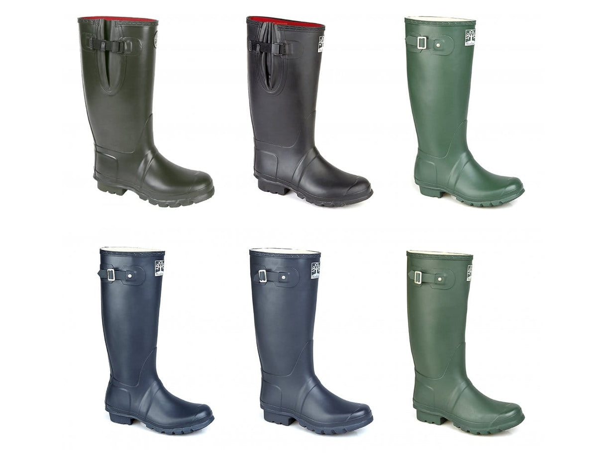 Woodland NEOPRENE Gusset Unisex Buckle Wellington Boots Olive Green