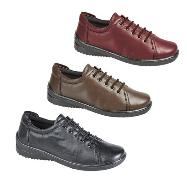 Mod Comfys LINDSAY Womens Leather Lace-Up Padded Shoes Black