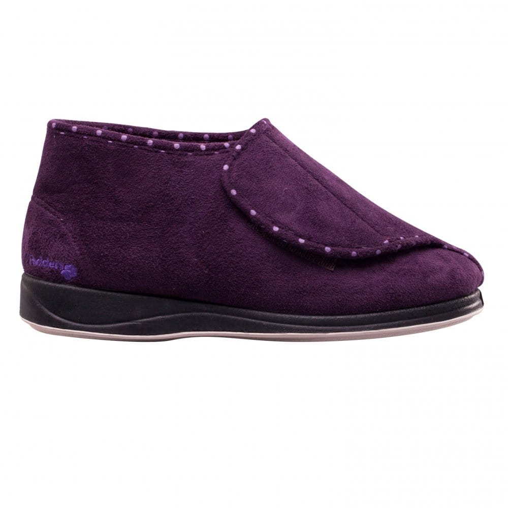 Padders CHERISH Womens (2E Fit) Touch Fasten Boot Slippers Purple
