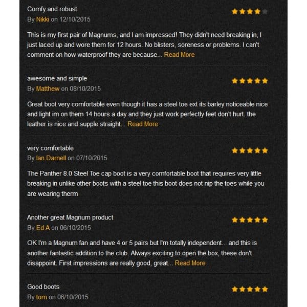 Magnum PANTHER 8.0 Mens Leather Safety Boots Black