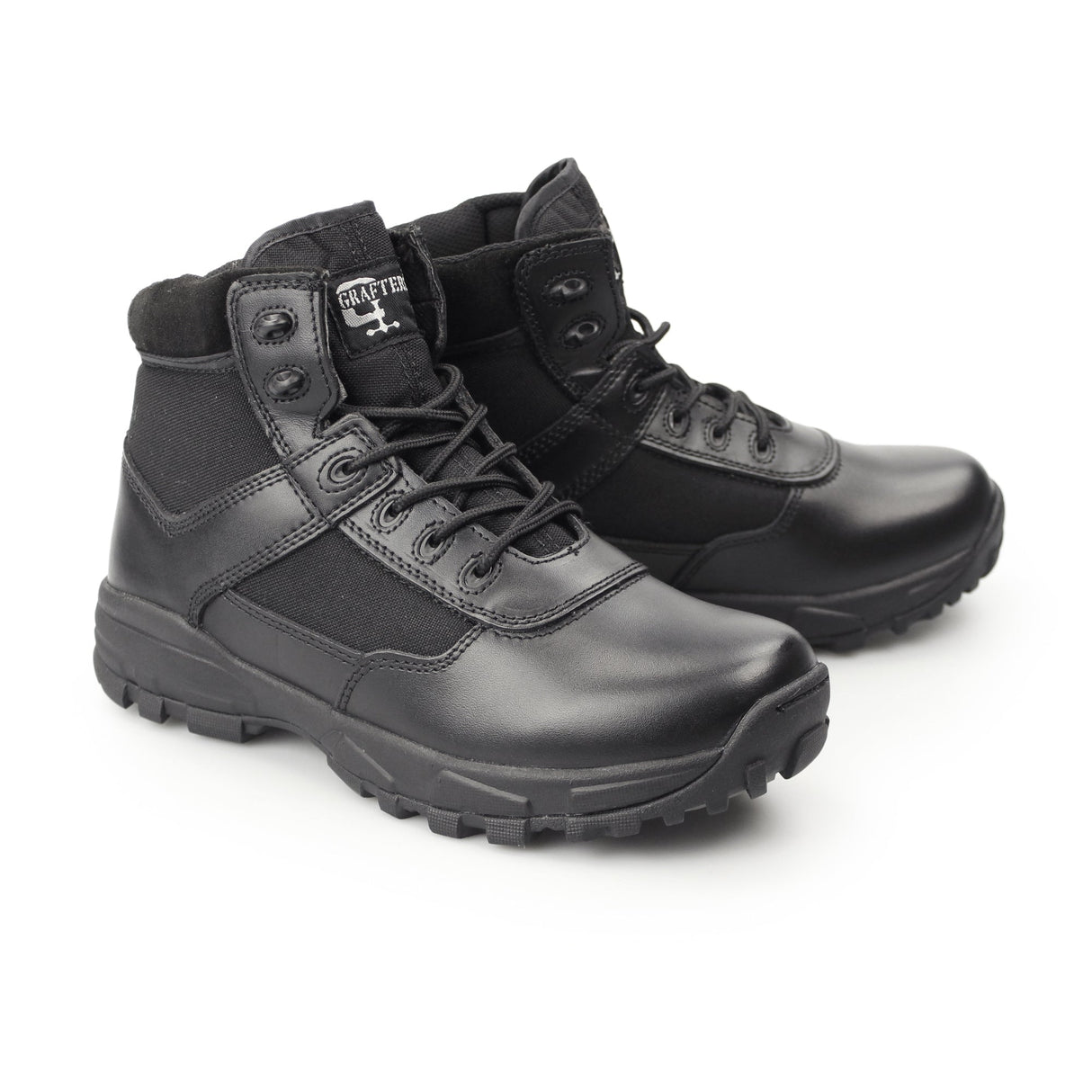 Grafters COVER II Unisex Leather Work Boots Black