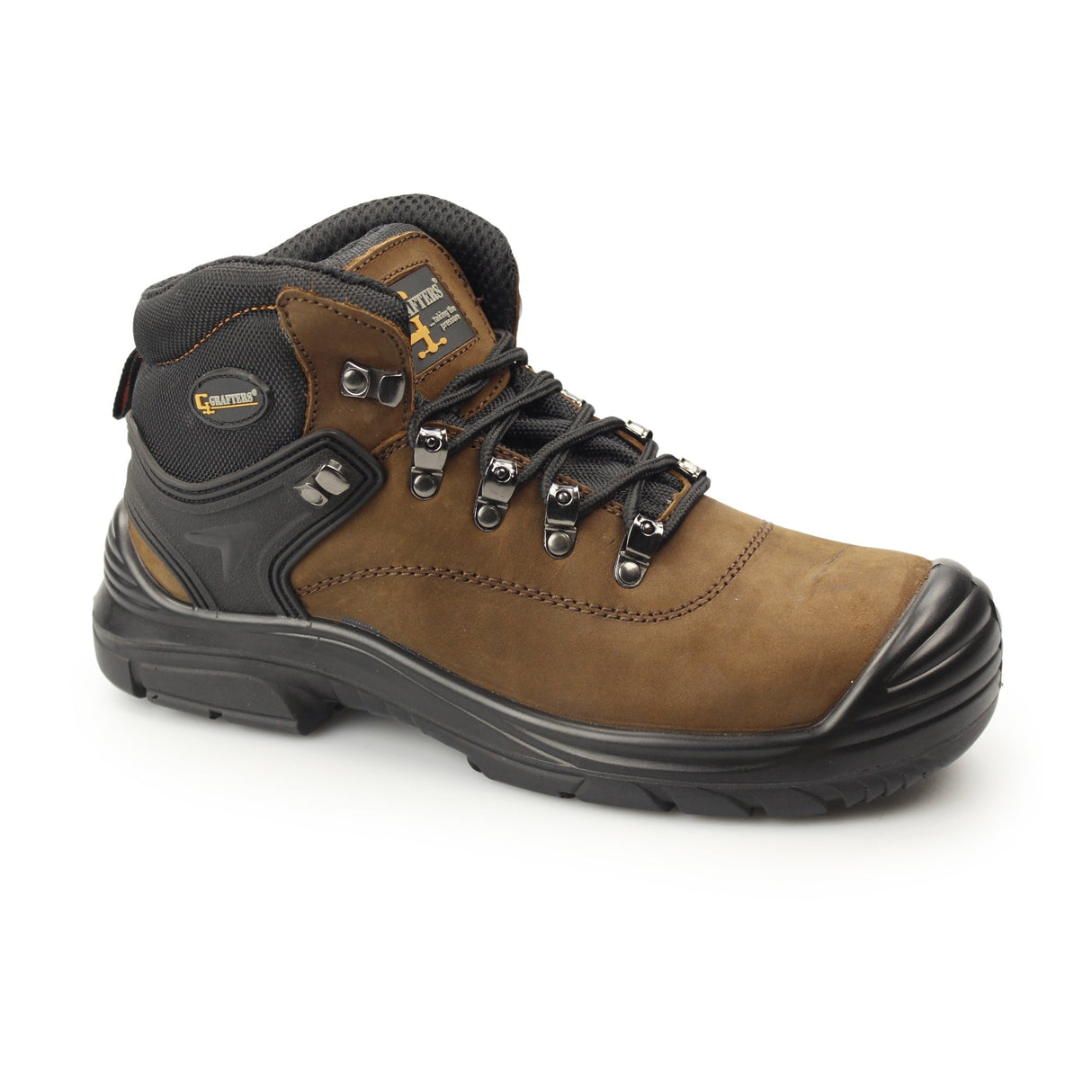 Grafters M9508B Mens Leather Super Wide Safety Boots Brown