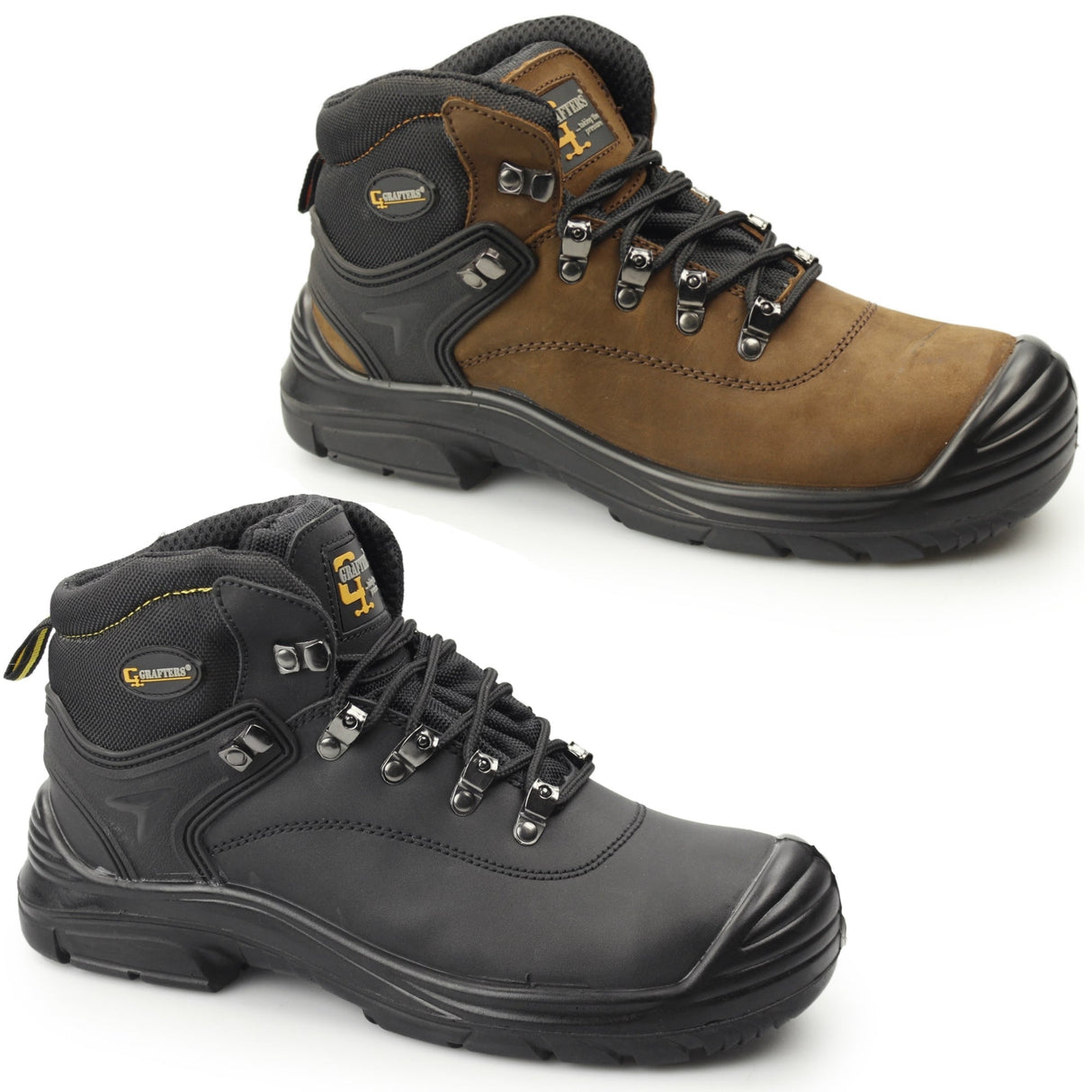 Grafters M9508A Mens Leather Super Wide Safety Boots Black