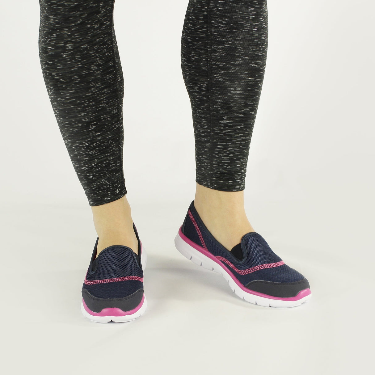 DEK LADY SPORT Womens Lightweight Elasticated Trainers Navy/Fuchsia