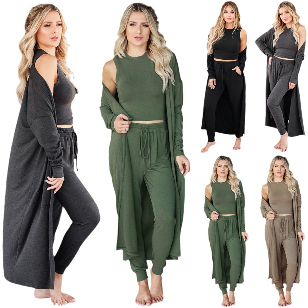 Women's Knitted Slim-fit Temperament Vest And Trousers Sports Suit