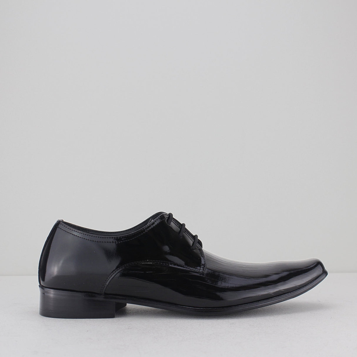 Mister Carlo OSWALD Mens Faux Patent Leather Derby Shoes Black