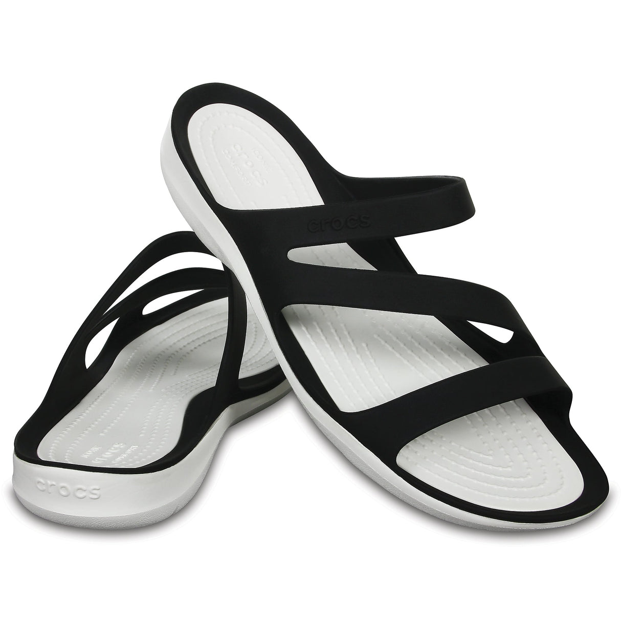 Crocs 203998-066 SWIFTWATER SANDAL Womens Sandals Black/White