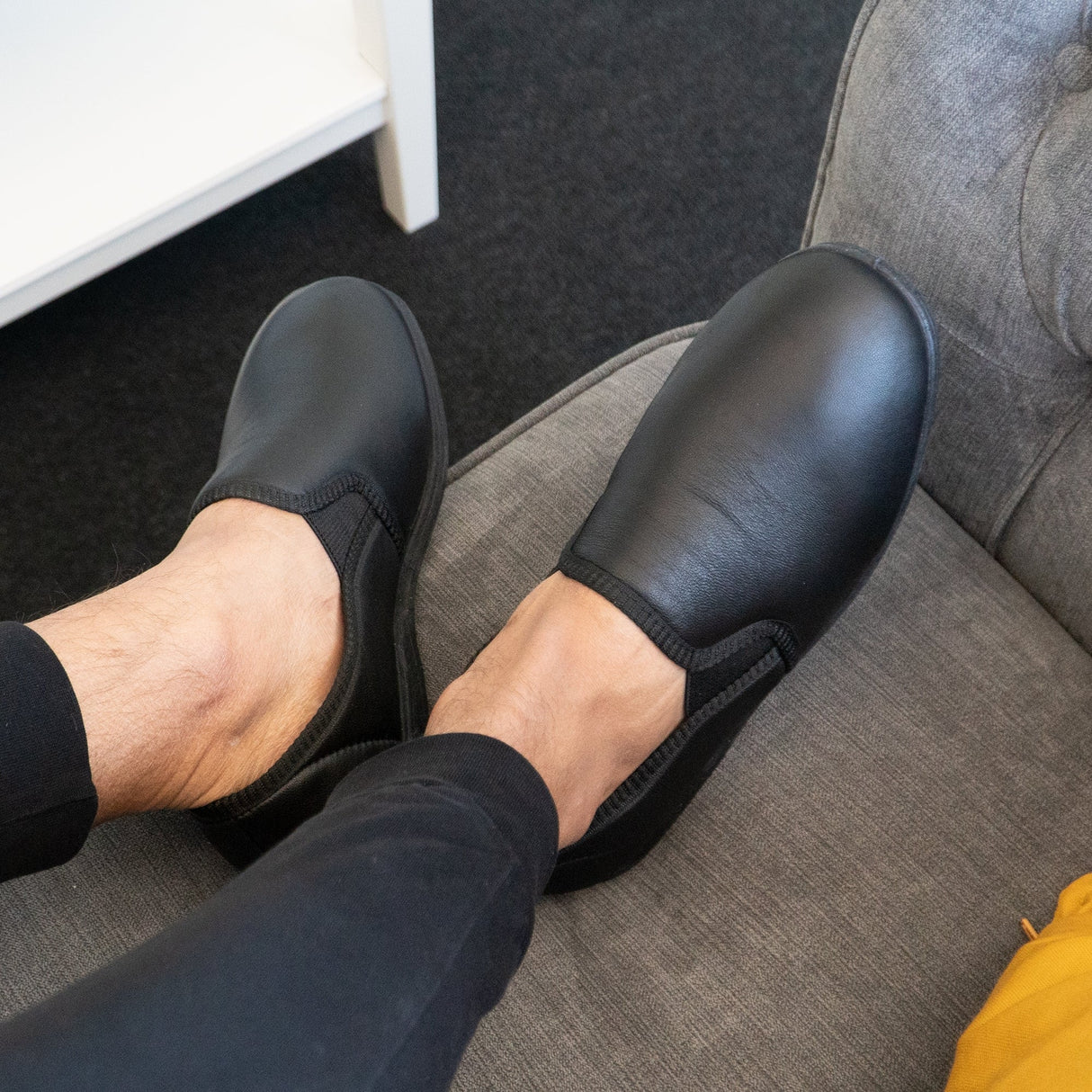 Sleepers HADLEY Mens Leather Slippers Black