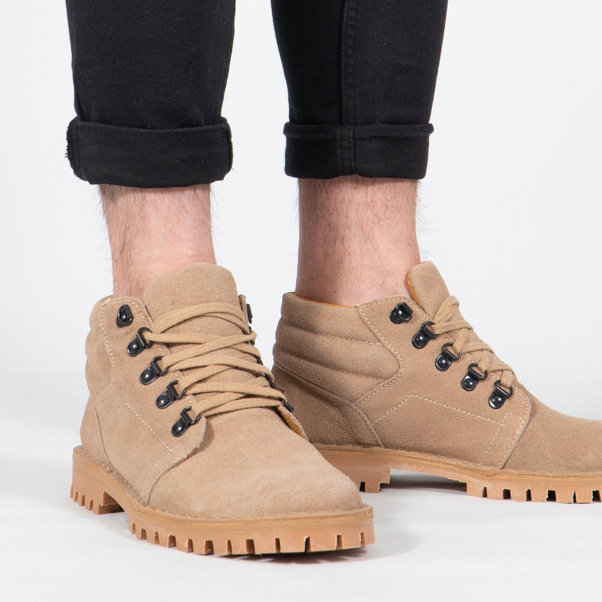 Roamers Mens 5 Eyelet D Ring Desert Boots Taupe