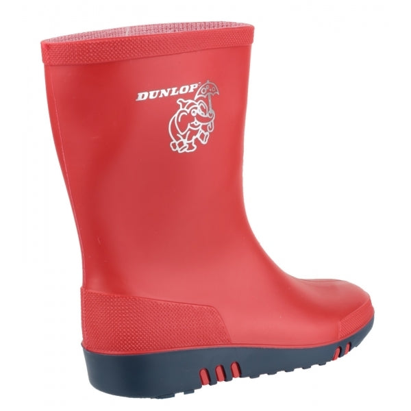 Dunlop MINI ELEPHANT Kids Wellington Boots Red