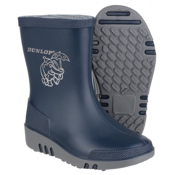 Dunlop MINI ELEPHANT Kids Wellington Boots Blue