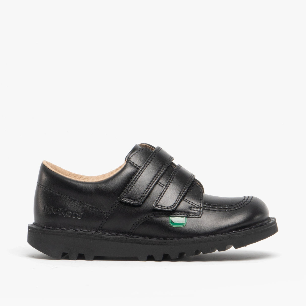 Kickers KICK LO Kids Leather Velcro Shoes Black