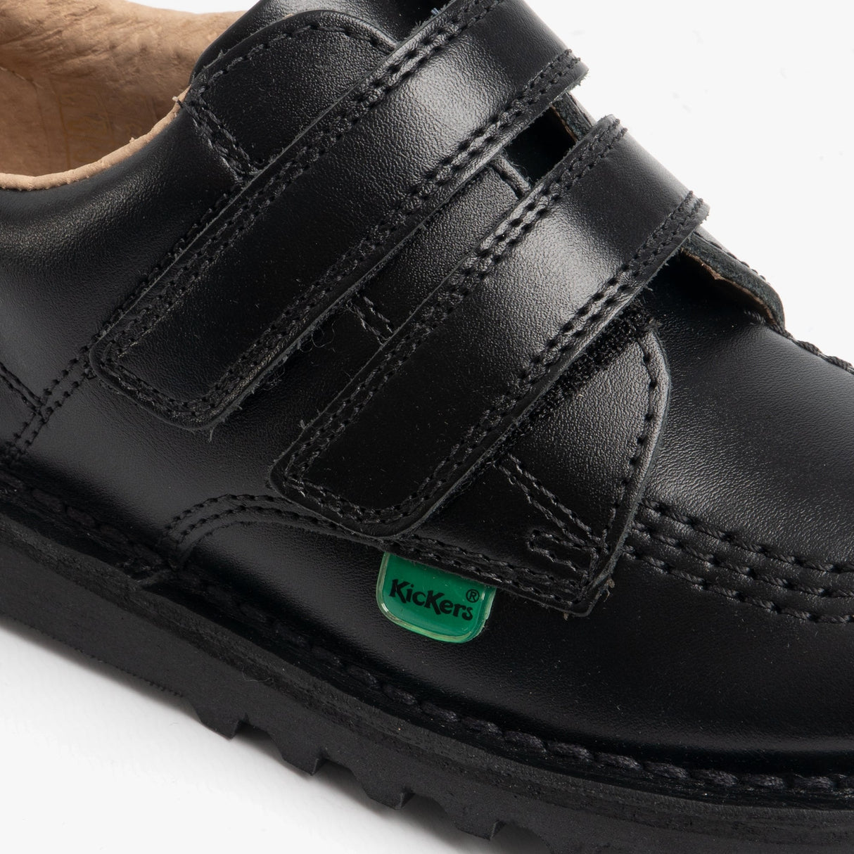 Kickers KICK LO Kids Leather Velcro Shoes Black