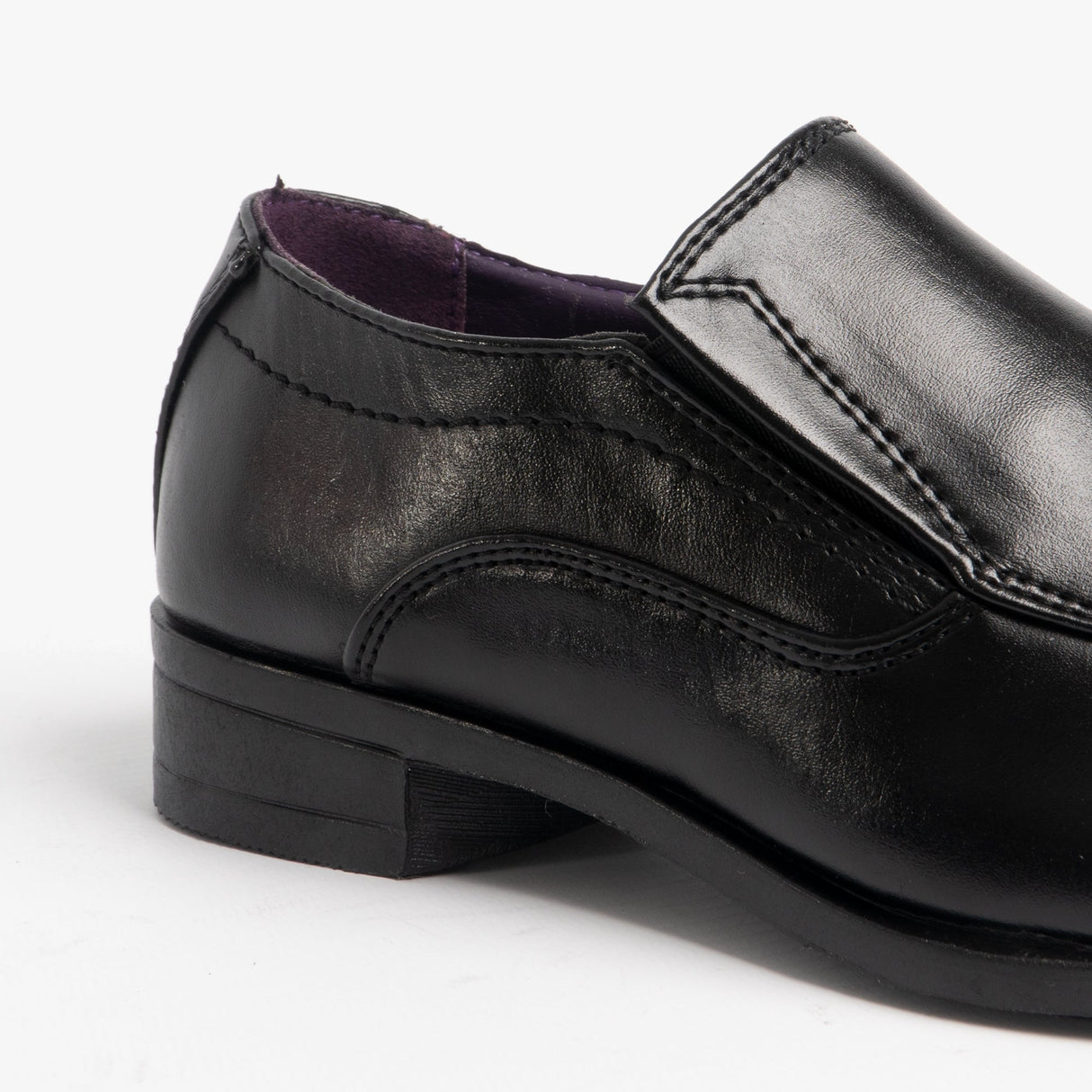 US Brass RAVEN Boys Faux Leather Slip On School Shoes Black