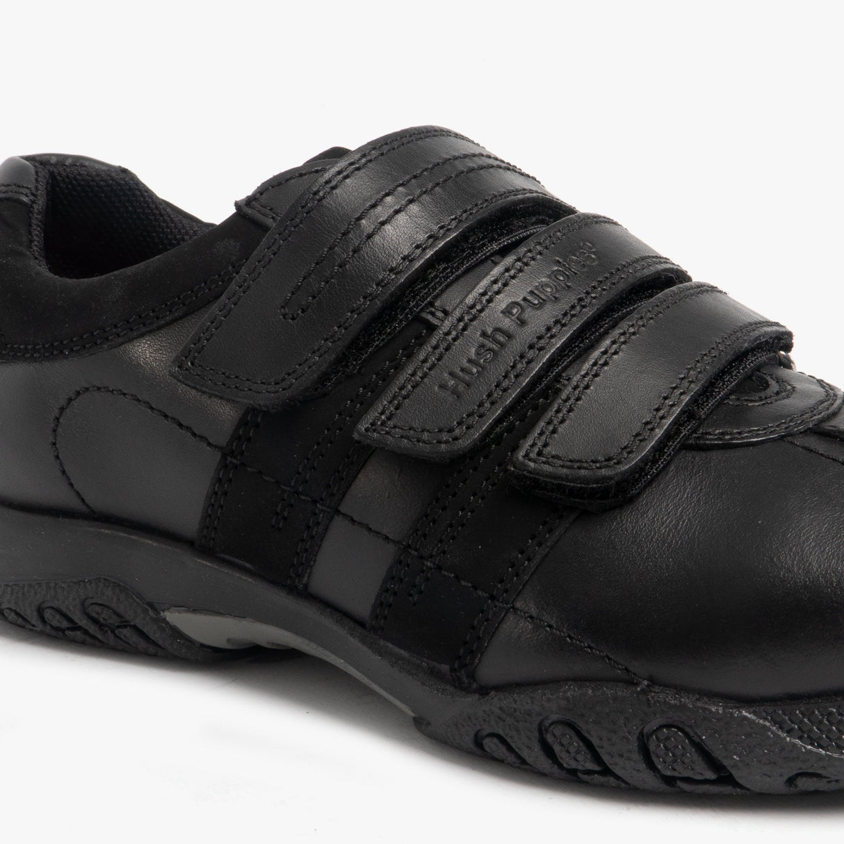 Hush Puppies SEB Boys Leather School Shoes Black