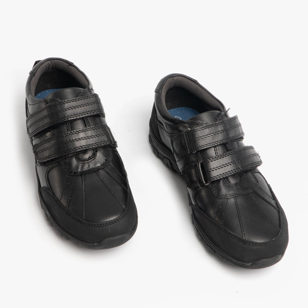 Roamers WILFRED Boys Black Leather Touch Fasten Shoes