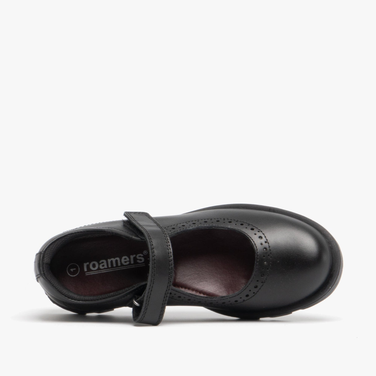 Roamers SABINA Girls Leather Touch Fasten Mary Jane Shoes Black
