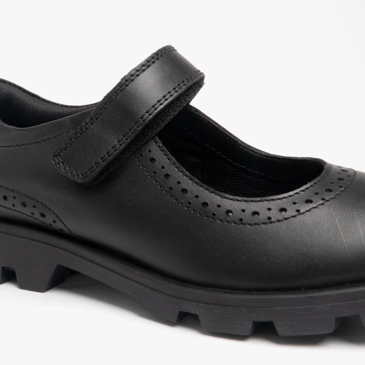 Roamers SABINA Girls Leather Touch Fasten Mary Jane Shoes Black