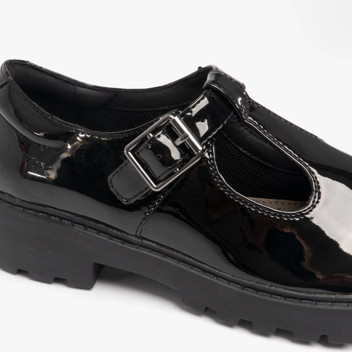 GEOX CASEY Girls School Shoes Patent Black