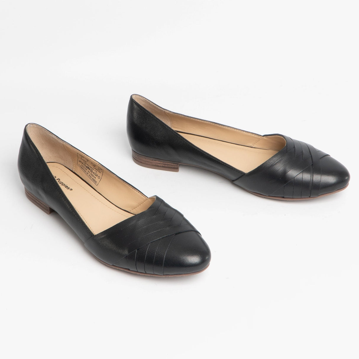 Hush Puppies MARLEY Womens Leather Ballerina Shoes Black