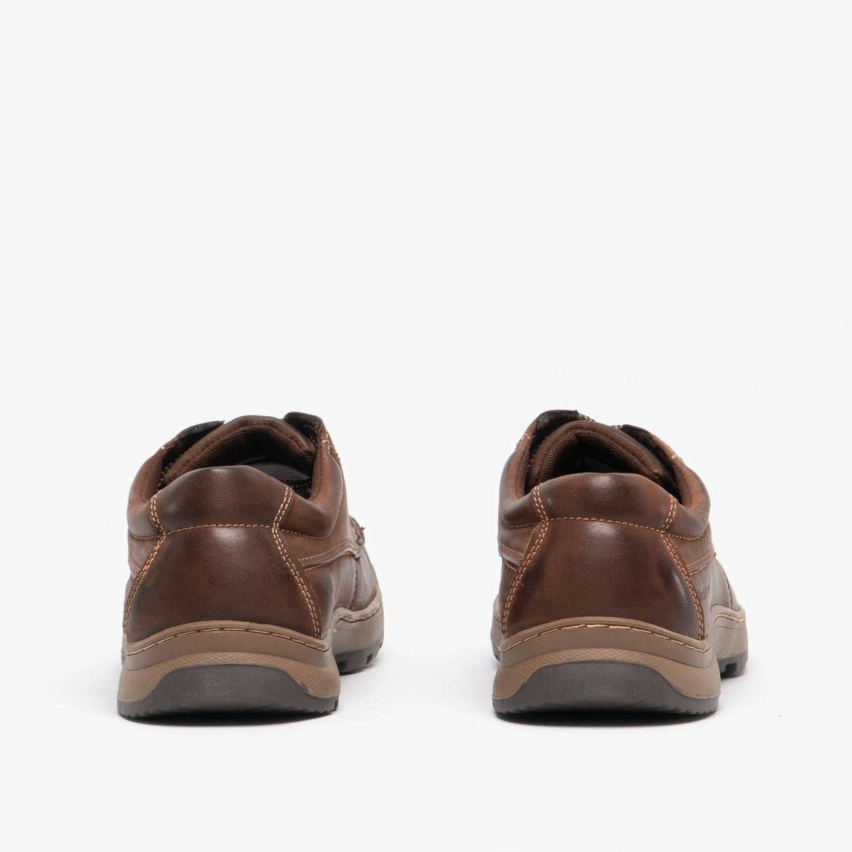 Hush Puppies TUCKER Mens Leather Casual Shoes Brown