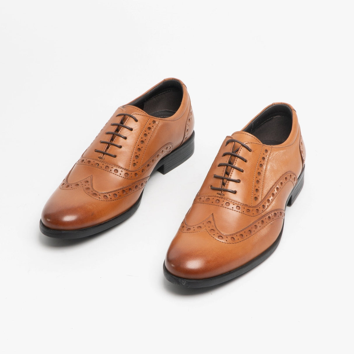 Hush Puppies OAKEN Mens Leather Brogue Shoes Dark Brown