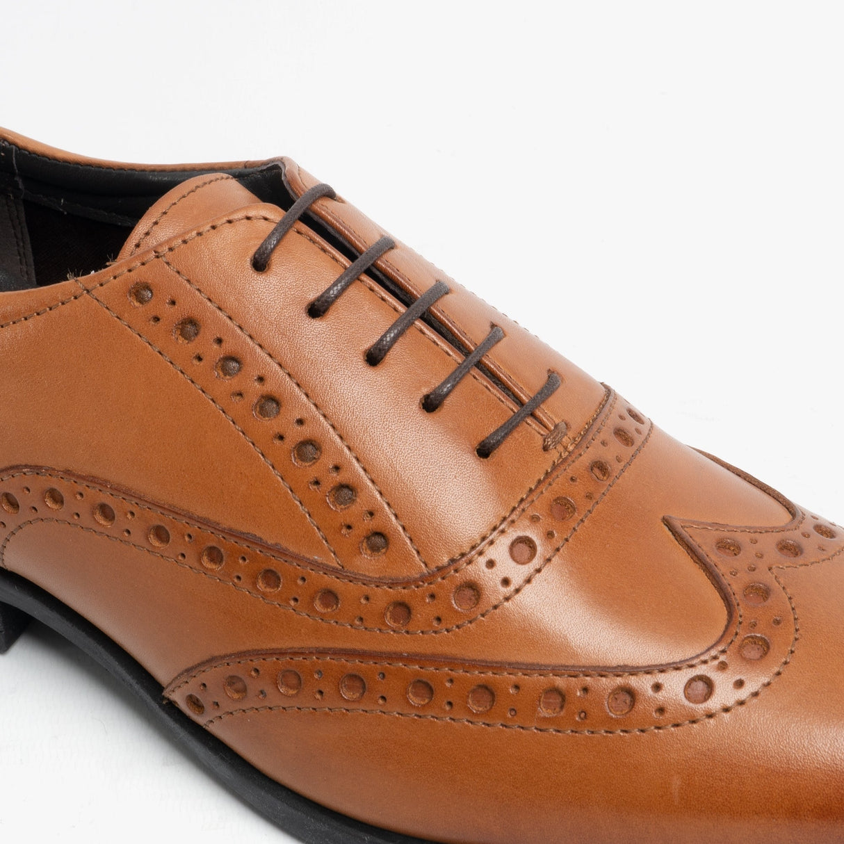 Hush Puppies OAKEN Mens Leather Brogue Shoes Dark Brown