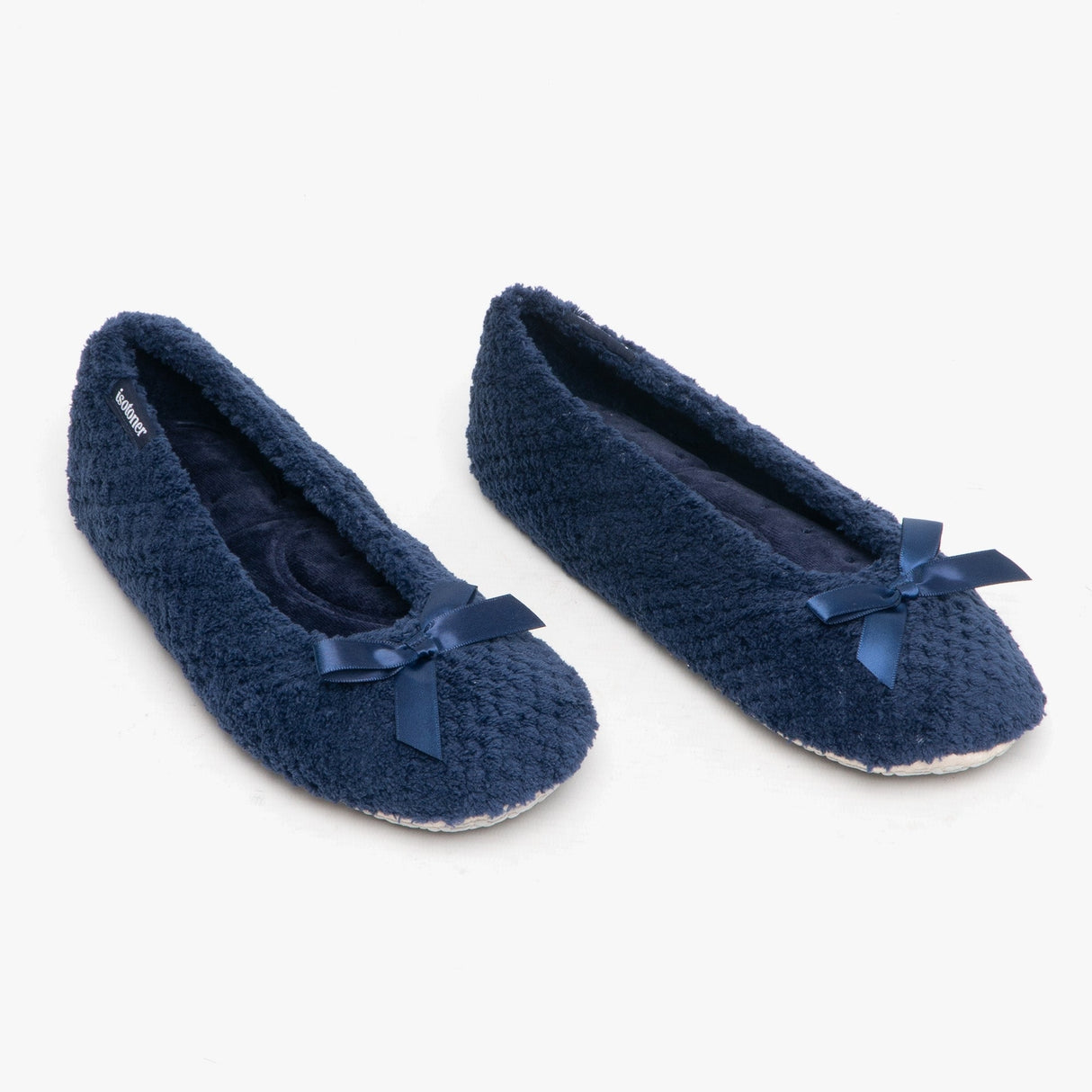 Totes Isotoner POPCORN BALLET Womens Ballerina Slippers Navy