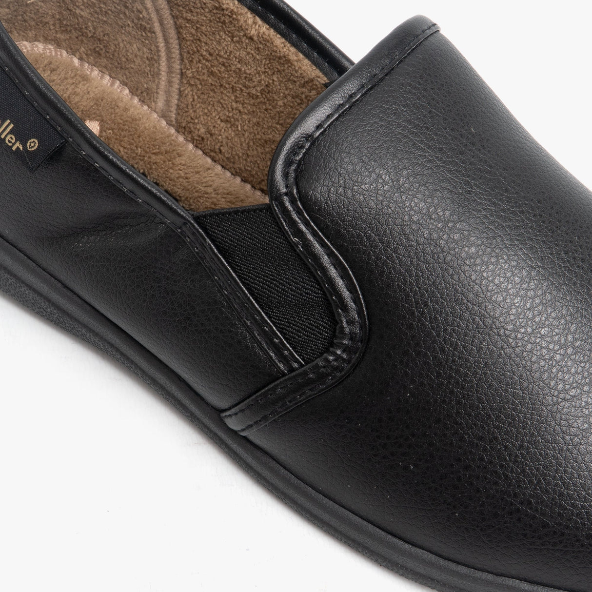 Dr Keller CHRISTOF Mens Faux Leather Wide Fit Full Slippers Black