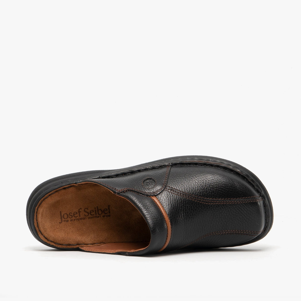 Josef Seibel KLAUS Mens Leather Mules Black/Cognac
