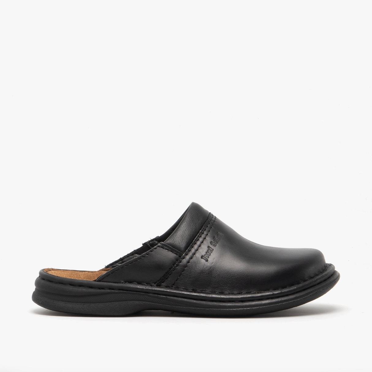 Josef Seibel MAX Mens Leather Mule Clogs Black