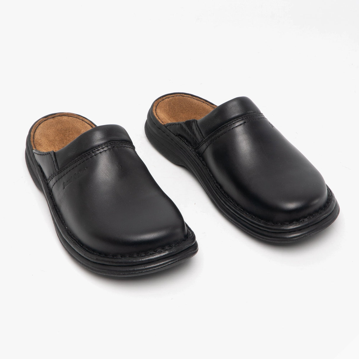 Josef Seibel MAX Mens Leather Mule Clogs Black