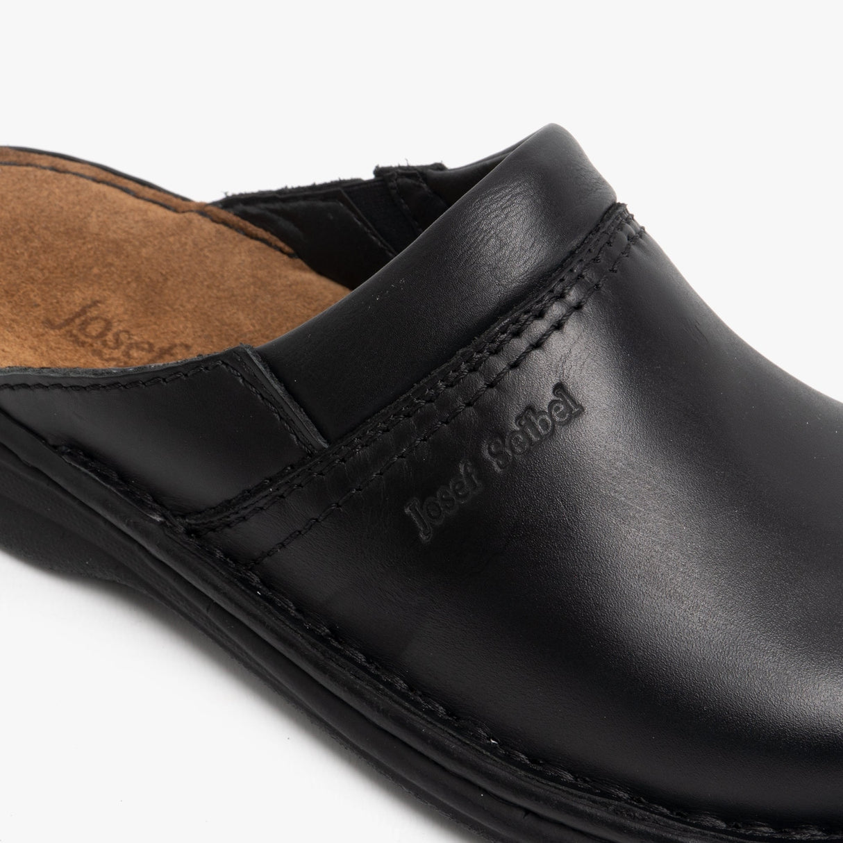 Josef Seibel MAX Mens Leather Mule Clogs Black
