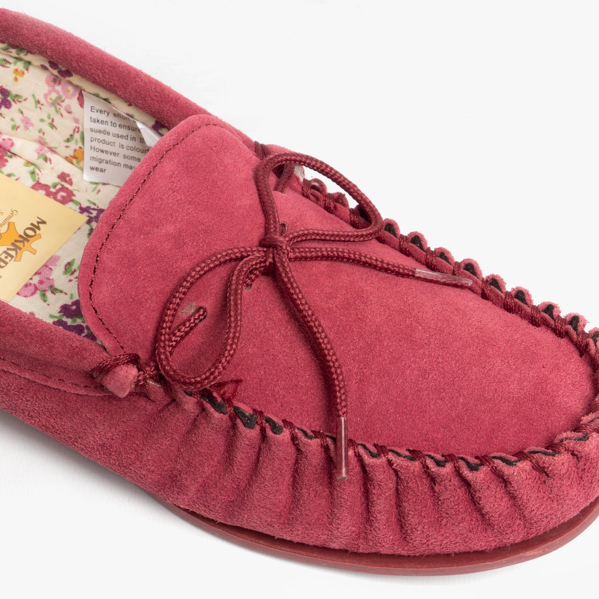 Mokkers LILY Womens Suede Moccasin Slippers Crimson