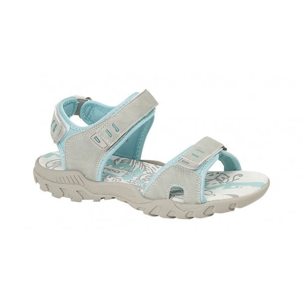 PDQ SANDY Womens Faux Nubuck Velcro Sports Sandals Light Grey/Mint