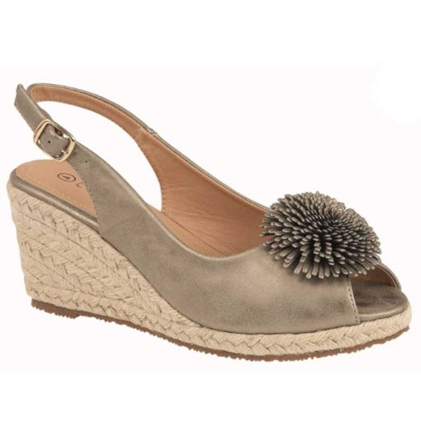 ALESSANDRA Womens Slingback Wedge Sandals Pewter