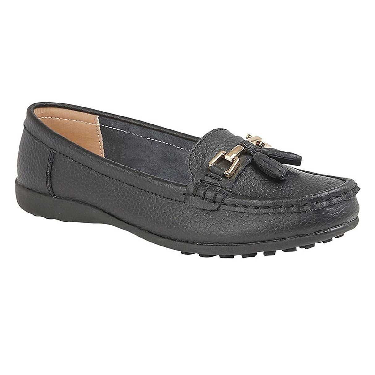 Boulevard CAMILLA Womens Leather Tassle Loafers Black