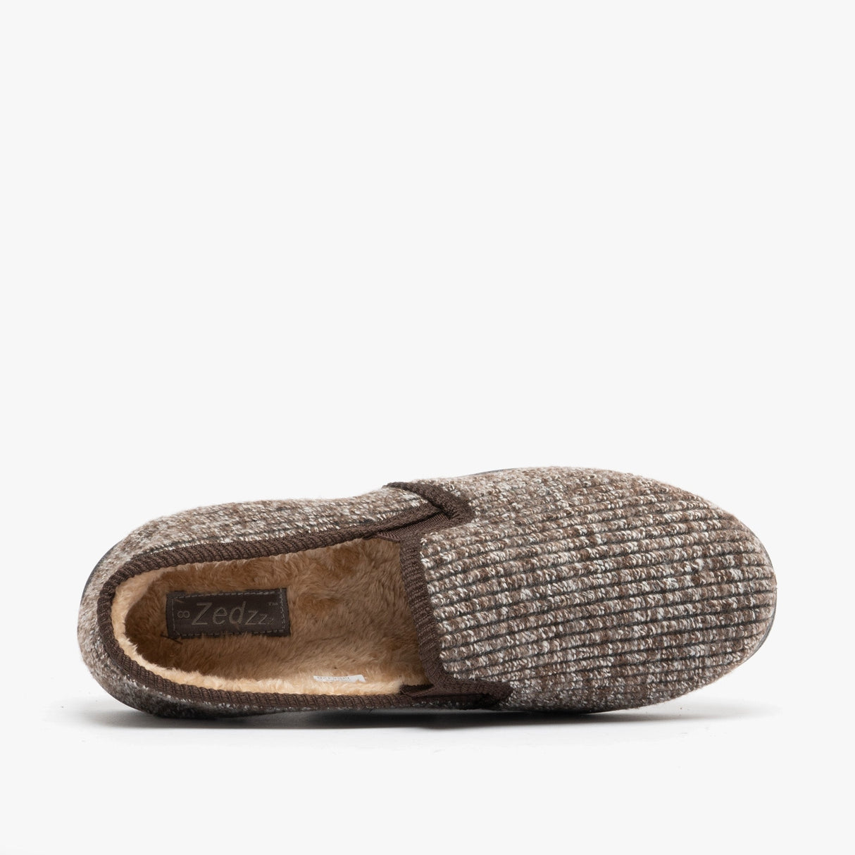 Zedzzz KEITH Mens Textured Knit Full Slippers Brown