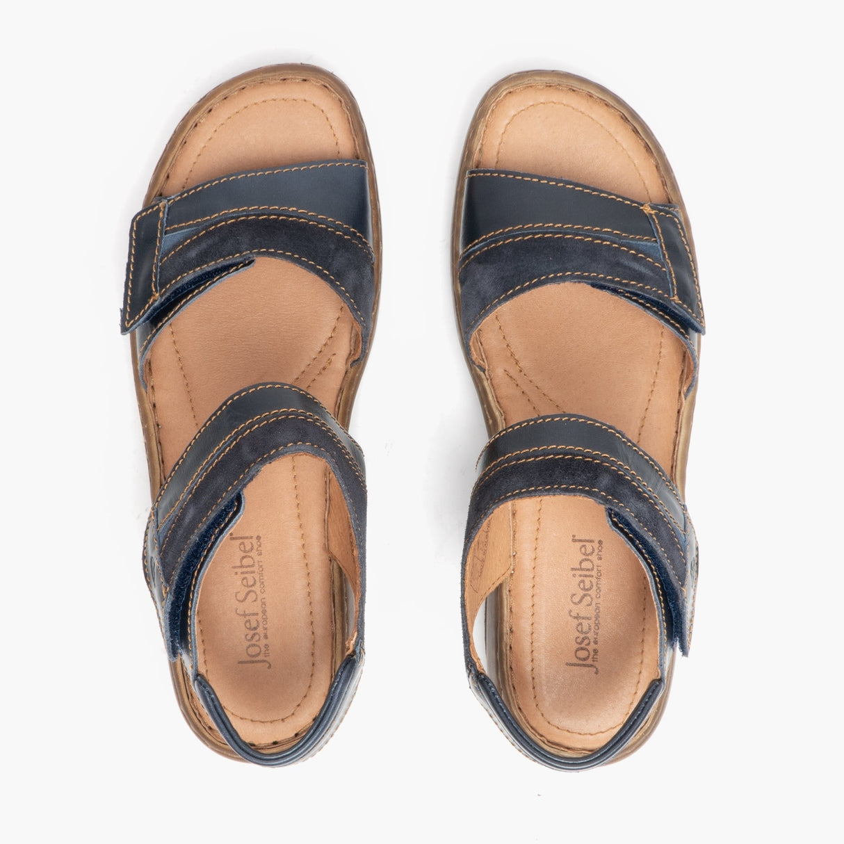 Josef Seibel DEBRA 19 Womens Leather Touch Fasten Sandals Denim